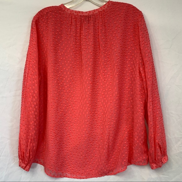 J. Crew Pink Textured Long Sleeve V-Neck Blouse - Picture 7 of 11